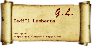 Geél Lamberta névjegykártya